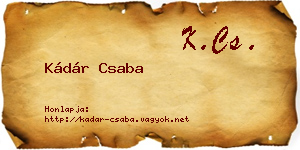 Kádár Csaba névjegykártya